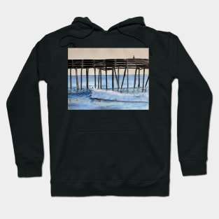 Riding a wave Watercolor Painting Hoodie